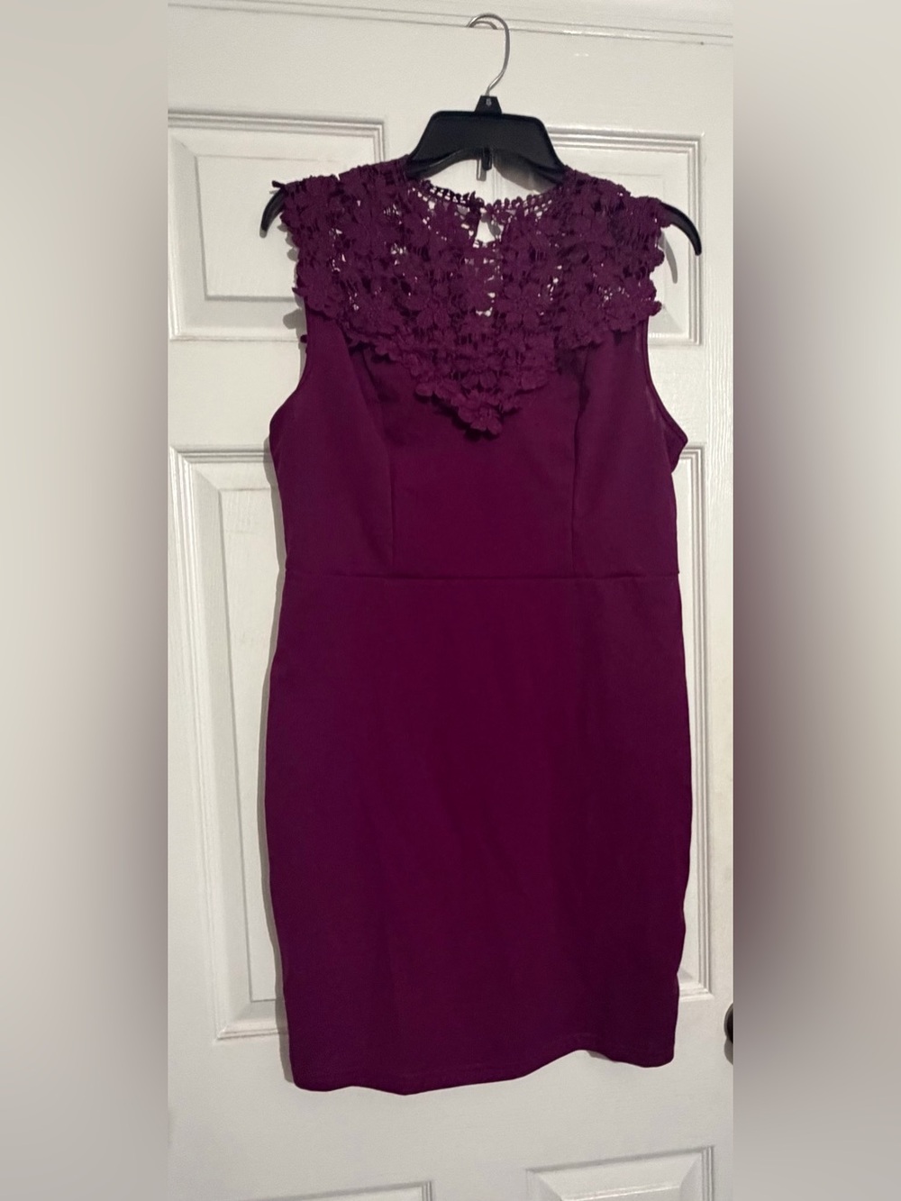 SHEIN Plum Lace Yoke Midi Sheath Dress